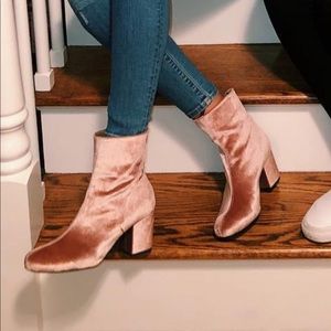 Free People pink velvet booties